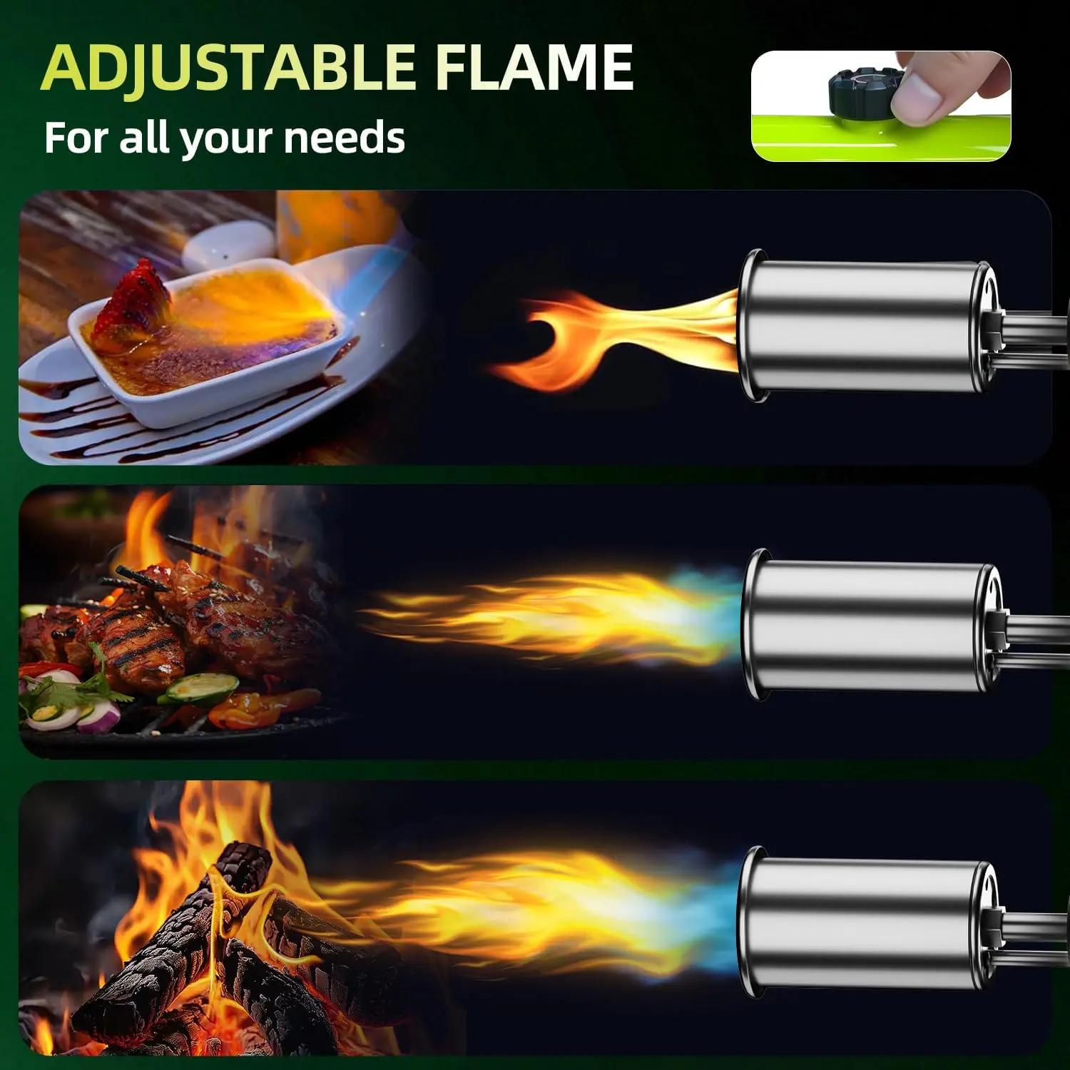 2026NEW Powerful Propane Torch(Propane Tank Not Included),With One-Touch Max Fire Button and Safety Lock, Adjustable Blow Torch for Sous Vide Searing Steak, BBQ,Fireplace,Charcoal Wood