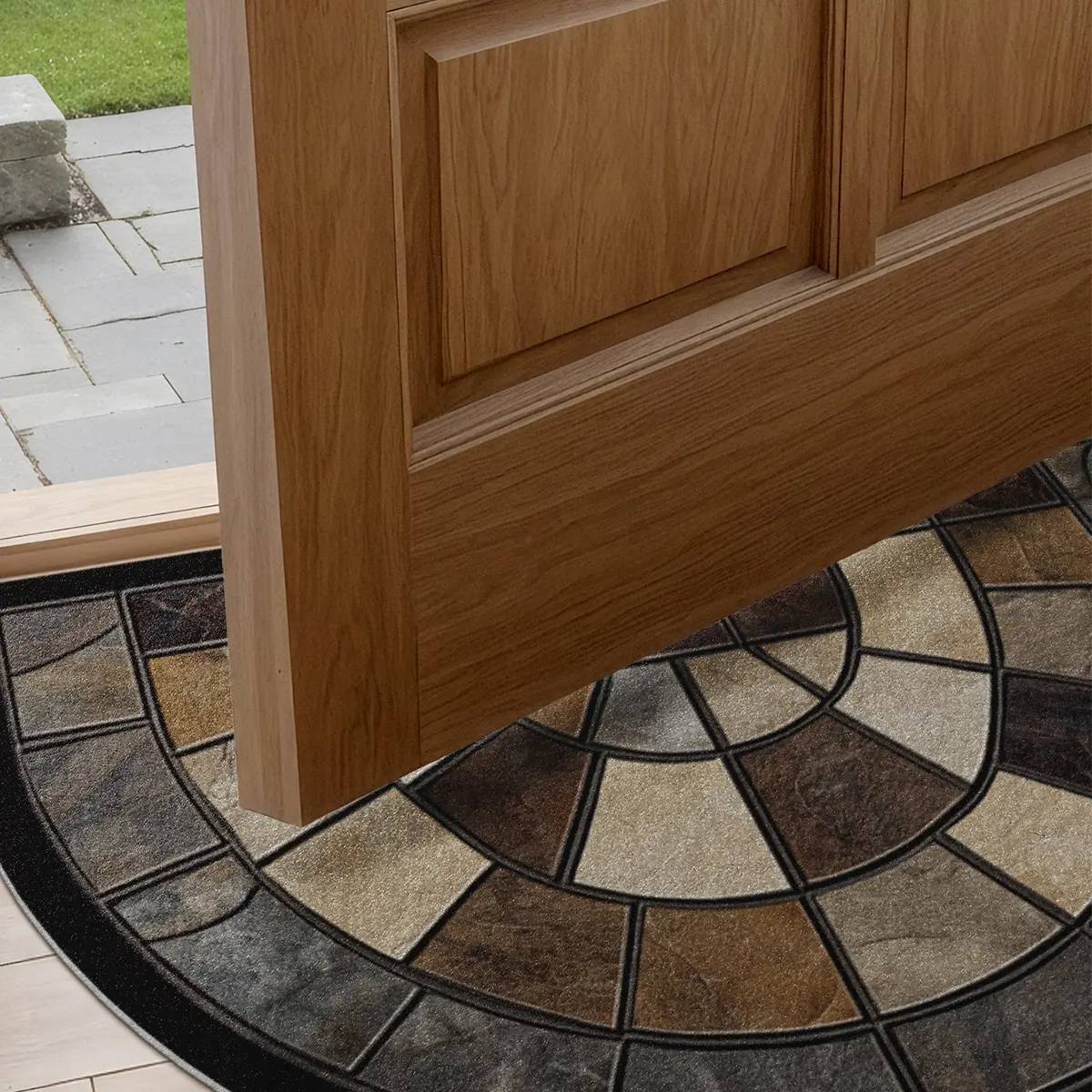 🏆LAST DAY 40% OFF OFF  Thick, non-slip stone-patterned doormat, decorative carpet mat, stylish round design with mosaic pattern, washable polyester material