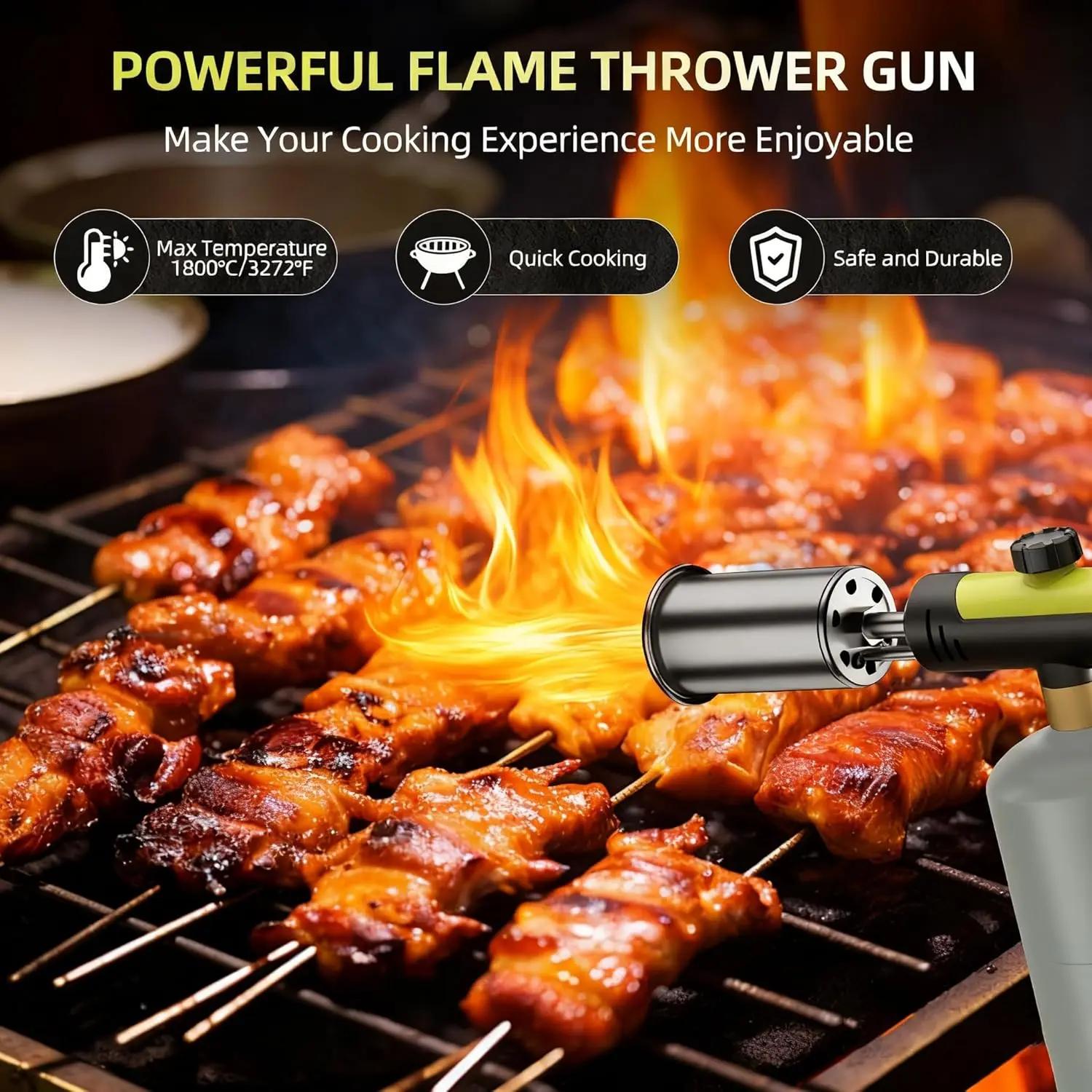 2026NEW Powerful Propane Torch(Propane Tank Not Included),With One-Touch Max Fire Button and Safety Lock, Adjustable Blow Torch for Sous Vide Searing Steak, BBQ,Fireplace,Charcoal Wood