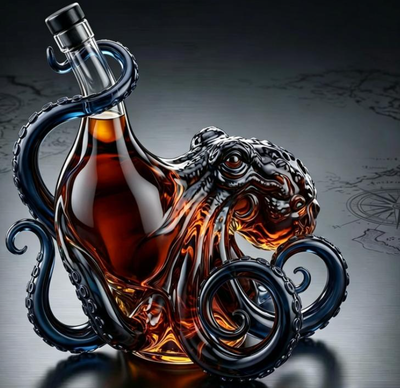 🔥Last Day 50% OFF ✨3D Octopus Bottle, Deep Sea Nautical Art Decor Glass Decanter, Sculpted Tentacle Design Bottle Holder Shaped for Whiskey Wine