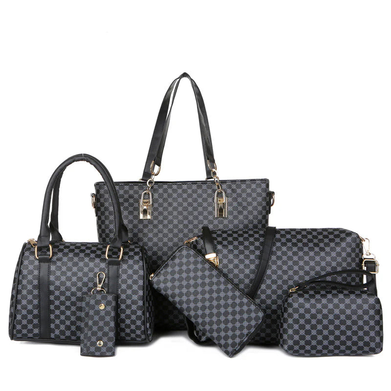 Stylish 6-in-1 Mother & Baby Bag Set – Printed, Versatile Shoulder, Crossbody & Handbag for Everyday Use