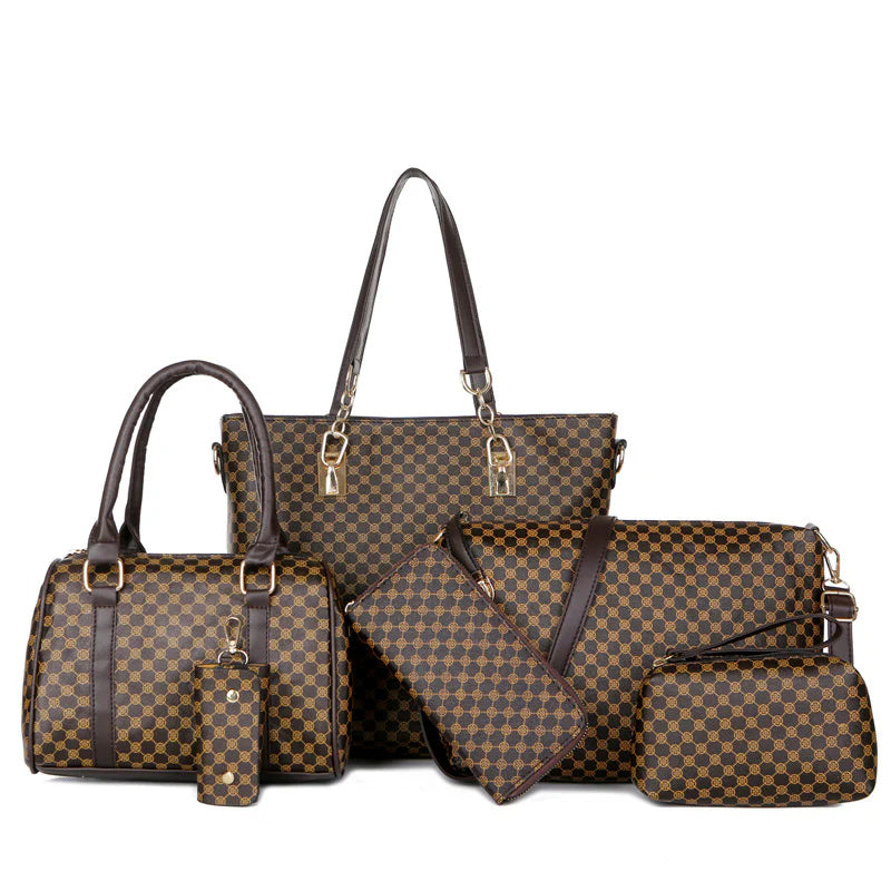 Stylish 6-in-1 Mother & Baby Bag Set – Printed, Versatile Shoulder, Crossbody & Handbag for Everyday Use