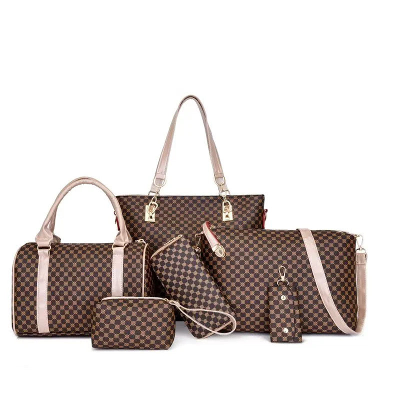 Stylish 6-in-1 Mother & Baby Bag Set – Printed, Versatile Shoulder, Crossbody & Handbag for Everyday Use